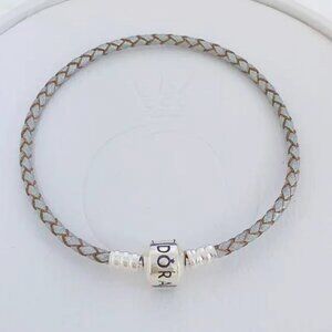Pandora Single Gray Leather Bracelet